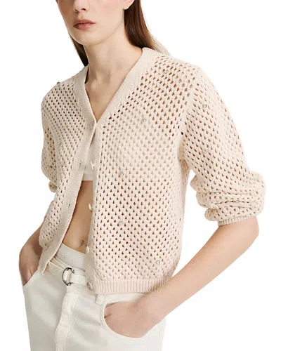 Marella Mlmfulcro Mesh Knit Cotton Cardigan Sweater In Neutral