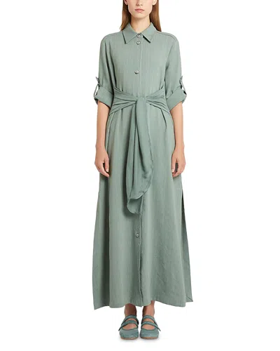 Marella Stretch Linen And Viscose Shirt Dress In Gray