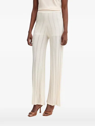 Marella Mlmtilde Pointelle-knit High-waisted Trousers In Neutral
