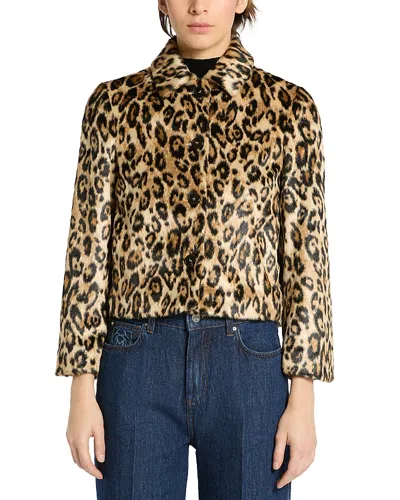 Marella Mlsangel Faux Fur Jacket In Brown