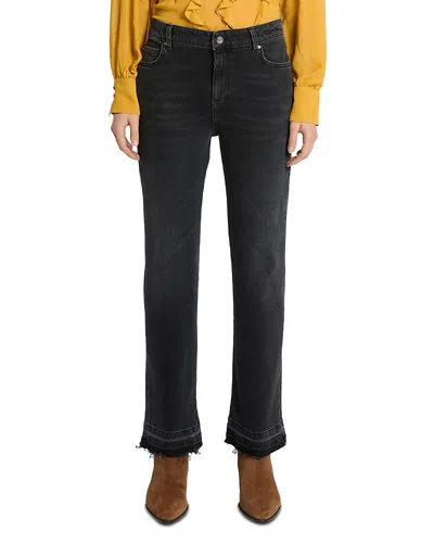 Marella Mlsfcrop Straight Frayed Hen Jeans In Black