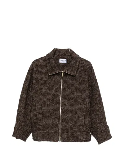 Marella Mlslana Herringbone Zip-fastening Jacket In Brown