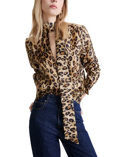 Marella Mlsnastro Silk Habotai Shirt In Animal Print