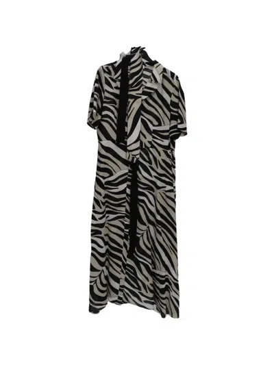Marella Mlspacche Zebra-print Belted Linen Dress In Blue