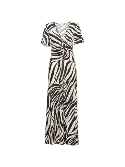 Marella Mlsteca Zebra-print Drawstring Maxi Dress In Multi