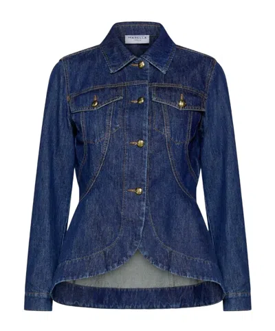 Marella Mlstrine Button-front Long-sleeve Denim Jacket In Blue