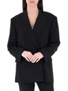 Marella Black Mltfervore Structured Double-breasted Blazer In Black