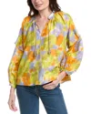 Marella Modane Printed Tassel Tie Top In Yellow