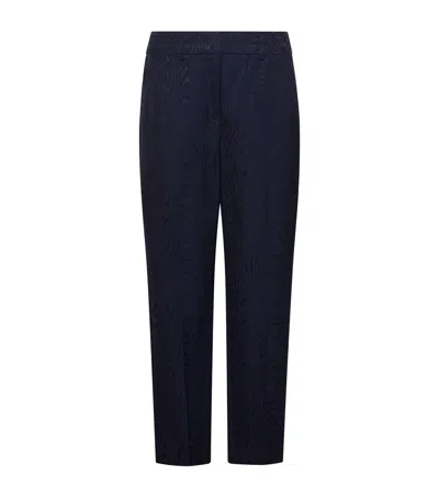Marella Moiré Straight Trousers In Blue