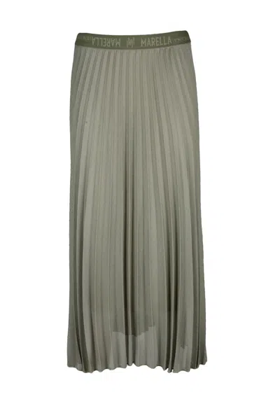 Marella Monochrome Acerbo Pleated Skirt - Green