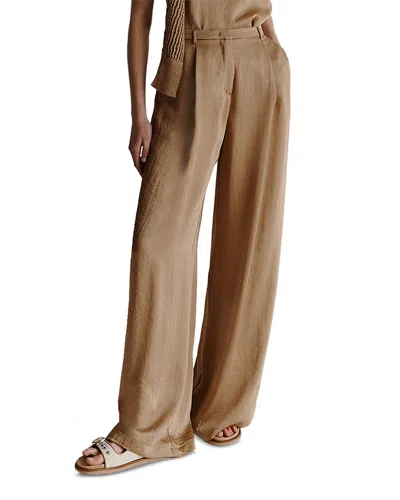 Marella Monochrome Silicio Twill Wide Leg Pants In Beige