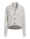 Marella Monochrome Woman Cardigan Light Grey Size L Acrylic, Polyester, Mohair Wool, Wool, Elastane In Gray