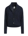 Marella Monochrome Woman Cardigan Navy Size L Acrylic, Polyester, Mohair Wool, Wool, Elastane In Blue