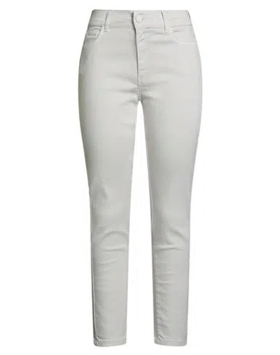 Marella Monochrome Woman Jeans Light Grey Size 10 Lyocell, Cotton, Polyester, Elastane In White
