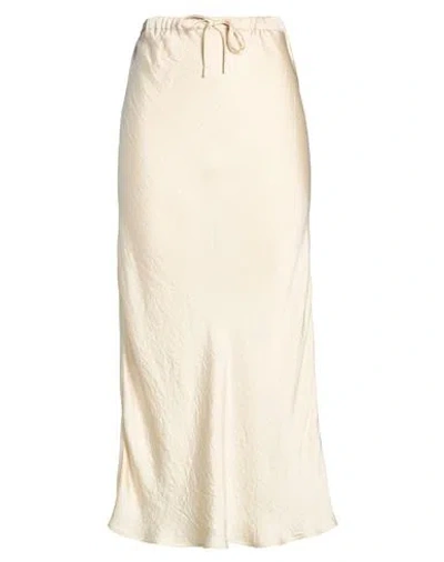 Marella Monochrome Woman Maxi Skirt Cream Size 4 Acetate In White