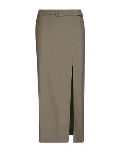 Marella Monochrome Woman Midi Skirt Military Green Size 2 Virgin Wool