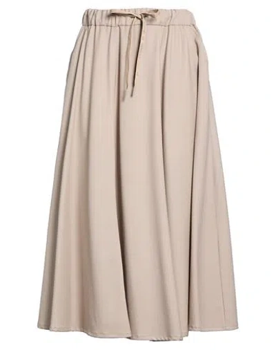 Marella Monochrome Woman Midi Skirt Taupe Size 14 Virgin Wool In Neutral