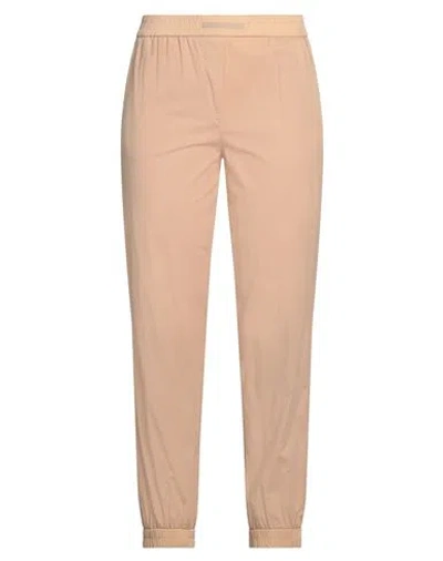 Marella Monochrome Woman Pants Beige Size 12 Cotton, Elastane