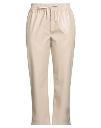 Marella Monochrome Woman Pants Beige Size Xl Polyester, Polyurethane Coated