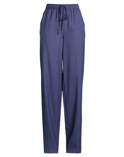 Marella Monochrome Woman Pants Blue Size 10 Virgin Wool