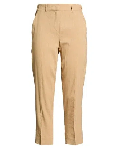 Marella Monochrome Woman Pants Camel Size 6 Viscose, Linen, Elastane In Brown