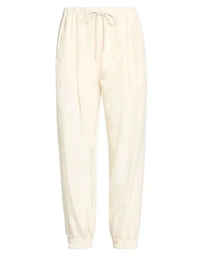 Marella Monochrome Woman Pants Ivory Size 12 Silk In Neutral