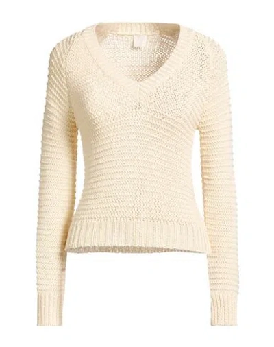 Marella Monochrome Woman Sweater Cream Size Xl Cotton In Neutral