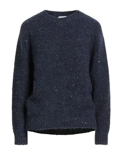 Marella Monochrome Woman Sweater Navy Size S Acrylic, Polyester, Mohair Wool, Wool, Elastane In Blue
