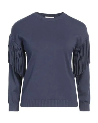 Marella Monochrome Woman Sweater Navy Size Xl Viscose, Polyester