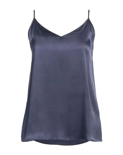 Marella Monochrome Woman Top Navy Size 12 Acetate, Silk In Blue