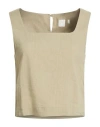Marella Monochrome Woman Top Sage Green Size 12 Viscose, Linen, Elastane In Green