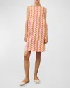 Marella Deep Rose Printed Sleeveless Shift Dress In Pink &amp; Orange Pattern