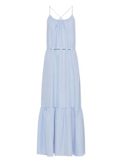 Marella Mosto Cross-back Tiered Maxi Dress In Blue