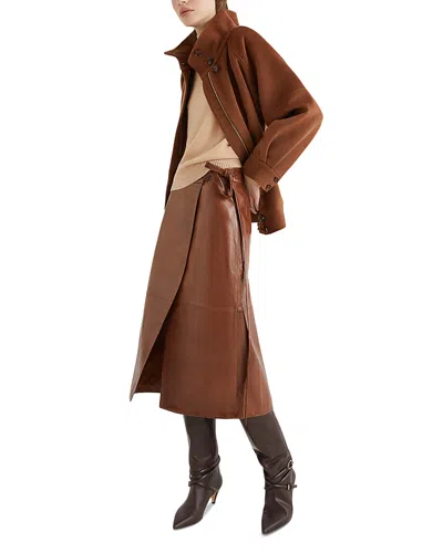 Marella Nabucco Leather Skirt In Brown