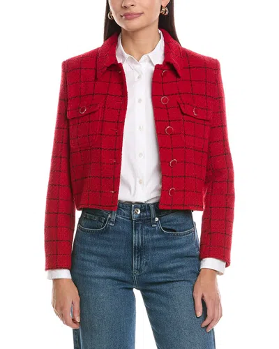 Marella Natte Tweed Jacket In Red