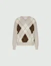 Marella Cashmere-blend Inlay Sweater In Neutral