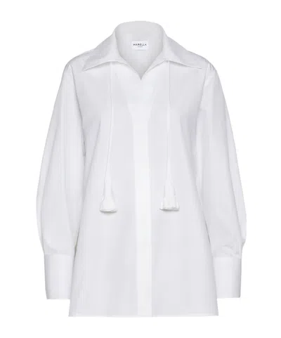 Marella Neckerchief-adorned Cotton Poplin Shirt - Optical White