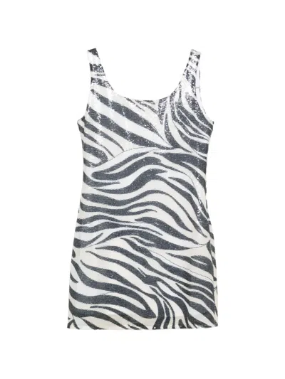 Marella Nigella Zebra-print Mini Dress In Gray