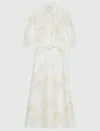 Marella Floral-embroidered Linen Dress In Neutral