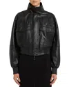 Marella Ruffled Stand-collar Leather Bomber Jacket In Multi