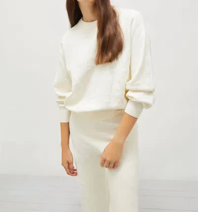 Marella Office Sweater With Jacquard Palm Tree Detail In White