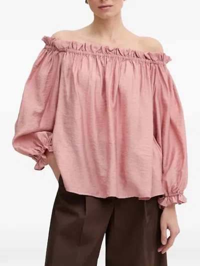 Marella Off-shoulder Ruffled Blouse In Pink