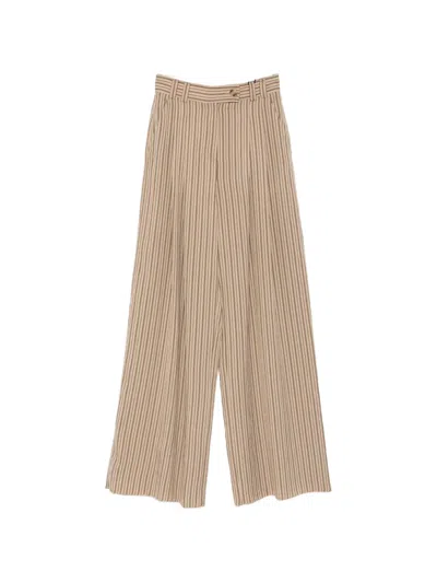 Marella Ordine Striped Wide-leg Trousers In Brown