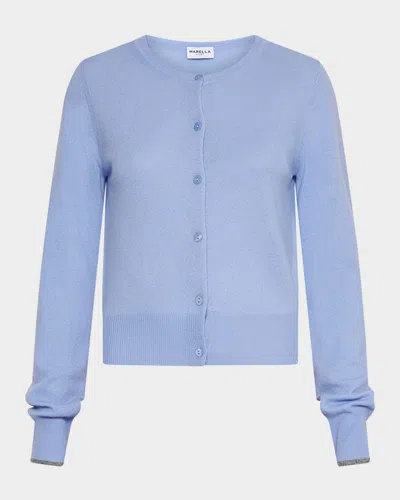 Marella Orlanda Wool-cashmere Cardigan In Light Blue