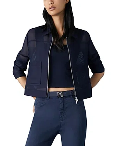 Marella Ortisei Mesh Cropped Jacket In Midnight Blue