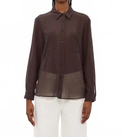 Marella Orzo Button Down Blouse In Dark Brown