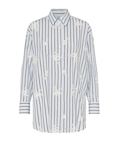 Marella Oversized Poplin Shirt - Light Blue In Multi