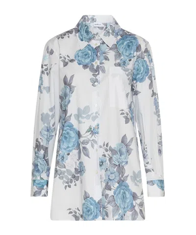 Marella Oversized Stretch Poplin Shirt In Blue