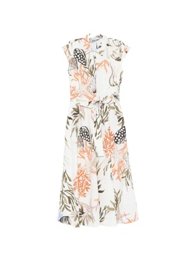 Marella Padana Belted Midi Dress In Multi
