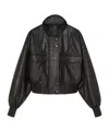 Marella Padded Leather Bomber Jacket - Black In Black
